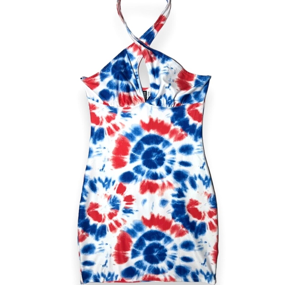 H&M Red and White Bodycon Halter Mini Dress